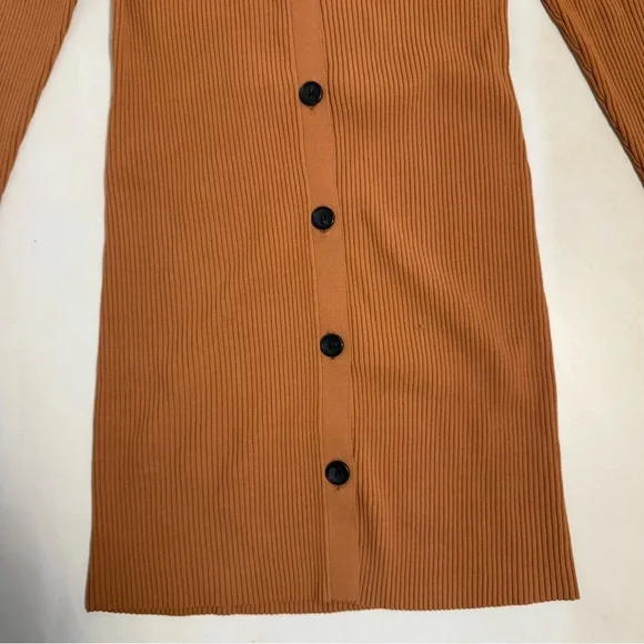 A.L.C. Eleanor Ribbed Knit Button Front Dress Rust Brown Size M - Picture 2 of 13